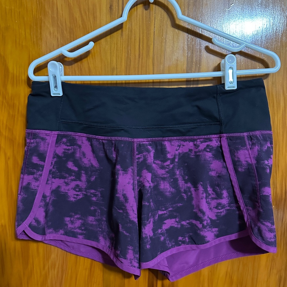 Lululemon Athletica Black and Purple Athletic Shorts